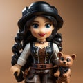 Artgerm-inspired Lego Minifigure With Animal Toy In Western-style Portrait