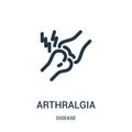 arthralgia icon vector from disease collection. Thin line arthralgia outline icon vector illustration. Linear symbol for use on