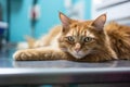 arthritic cat paw on vets examination table