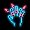 arthritis of finger joints neon glow icon illustration