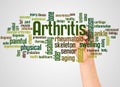 Arthritis word cloud and hand with marker concept Royalty Free Stock Photo