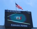 Arthur Ashe Stadium scoreboard promoting Let's move program developed by First Lady Michelle Obama