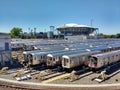Arthur Ashe Tennis Stadium from Corona Rail Yard, New York, USA