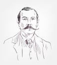 Arthur Conan Doyle vector sketch portrait famous Royalty Free Stock Photo