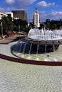 Arthur J. Will memorial Fountain in downtown Downtown Los Angeles. Attractions Los Angeles. Grand Park LA Memorial fountain & a pe Royalty Free Stock Photo