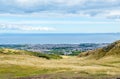 Arthur`s seat, Edinburgh, Scotland - the view of the Firth of Forth and the Portobello suburb Royalty Free Stock Photo