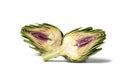 Artichoke - Green Artichoke `Carciofo` Cut Open On White Background Royalty Free Stock Photo