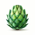 Low Poly Geometric Artichoke: Energy-filled Illustration On White Background