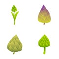Artichoke icons set cartoon vector. Fresh natural whole artichoke Royalty Free Stock Photo