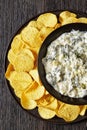 artichoke spinach almond dip with potato chips Royalty Free Stock Photo