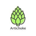 Artichoke thin line vector icon. Isolated vegetables linear style for menu, label, logo. Simple vegetarian food sign