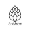 Artichoke thin line vector icon. Isolated vegetables linear style for menu, label, logo. Simple vegetarian food sign