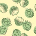 Artichoke vector background, vegetarian seamless pattern.