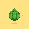 Artichoke Vector Icon Illustration. Cute Vegetable. Flat Cartoon Style Suitable for Web Landing Page, Banner, Sticker, Background