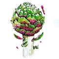 Artichokes pattern drawn in watercolor