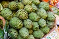 Artichokes on market display