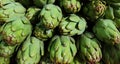 Artichokes on market stall Royalty Free Stock Photo