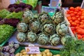 Artichokes and other vegetables in the market