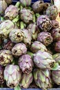 Artichokes in a vegetable market Royalty Free Stock Photo