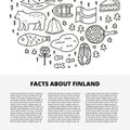 Article template with doodle outline finland icons.