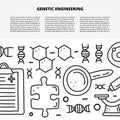 Article template with space for text and doodle genetic engineering icons.