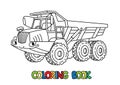 Articulated dump truck car with eyes coloring book Royalty Free Stock Photo