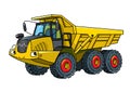 Articulated dump truck car with eyes illustration Royalty Free Stock Photo