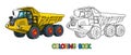 Articulated dump truck car with eyes coloring book