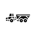 articulated hauler construction vehicle glyph icon vector illustration