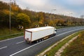 Articulated lorry on the road Royalty Free Stock Photo