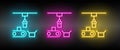 articulated robot, conveyor robot neon icon set