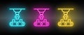 articulated robot, conveyor robot neon icon set