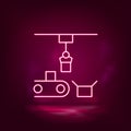 Articulated robot, conveyor robot vector neon icon. Illustration isolated vecto