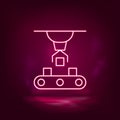Articulated robot, conveyor robot vector neon icon. Illustration isolated vecto