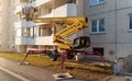 Articulated telescopic boom lift on wheels Royalty Free Stock Photo