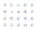 Articulation line icons collection. Pronunciation, Enunciation, Speech, Diction, Verbosity, Elocution, Communication
