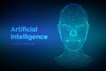 AI. Artificial intelligence concept. Ai digital brain. Abstract digital human face. Wireframe head concept. Royalty Free Stock Photo