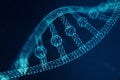 Artifical intelegence DNA molecule. DNA is converted into a binary code. Concept binary code genome. Abstract technology