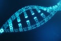 Artifical intelegence DNA molecule. DNA is converted into a digital code. Digital code genome. Abstract technology