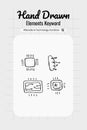 Artificial ai brain icon. Ai machine digital robot hand drawn doodle line icon. Artificial brain algorithm machine science concept