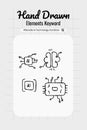 Artificial ai brain icon. Ai machine digital robot hand drawn doodle line icon. Artificial brain algorithm machine science concept