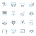 Artificial analytics linear icons set. Machine, Data, Predictive, Insights, Automation, Learning, Algorithm line vector
