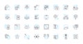 Artificial analytics linear icons set. Prediction, Optimization, Automation, Intelligence, Accuracy, Efficiency Royalty Free Stock Photo