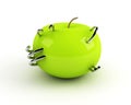 Artificial apple with steel rings Royalty Free Stock Photo