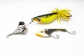 Artificial baits for catching of the predatory fishes on white background Royalty Free Stock Photo