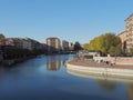 The artificial basin of the Darsena of Milan (Lombardy, Italy)