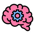 Artificial brain icon flat line style illustration representing advanced AI, machine learning, and cognitive computing, suitable