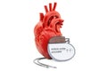 Artificial cardiac pacemaker with human heart, 3D rendering