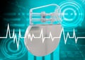Artificial cardiac pacemaker isolated on graphic background