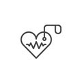 Artificial cardiac pacemaker line icon, outline vector sign, linear style pictogram isolated on white.